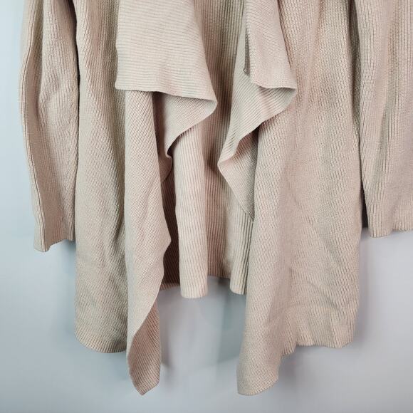 J. McLaughlin Waterfall Cardigan M Open Front Sweater Cream Ribbed Knit - Picture 3 of 8